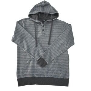 O'Neill Mens Small Hoodie Gray Blue Striped Long Sleeve Pullover‎ Skater Retro
